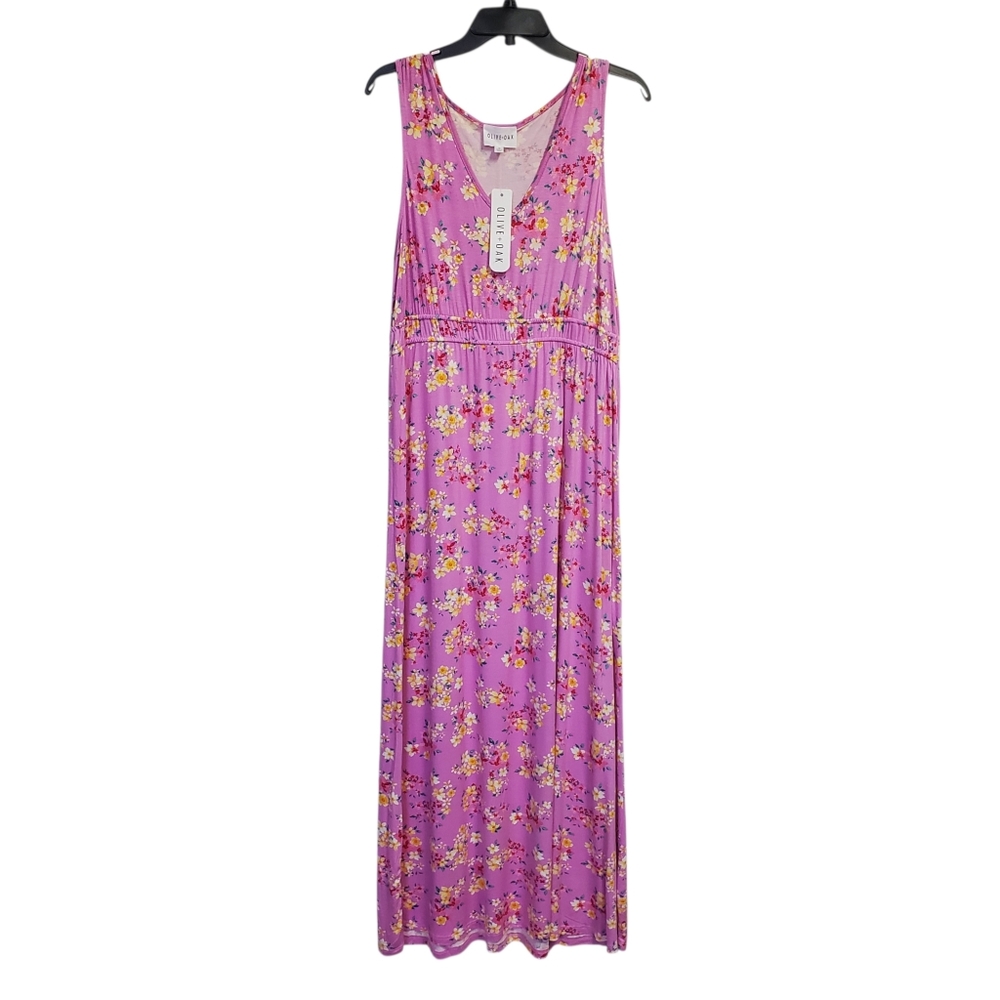 NWT Olive+Oak Floral Pink Sleeveless Maxi Dress Size XL